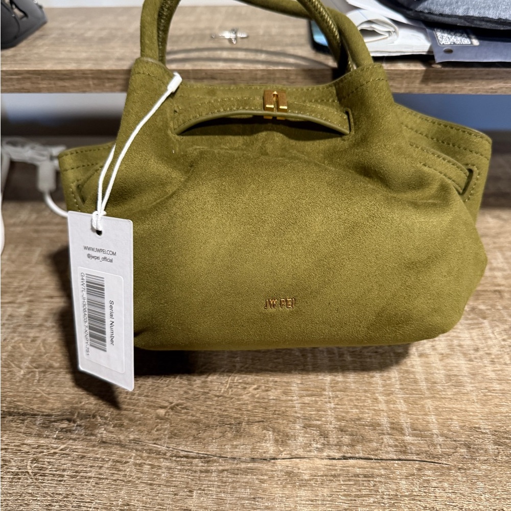 JW PEI Hana Mini Faux Suede Tote Bag - Dark Olive